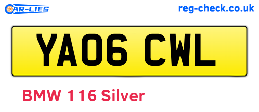 YA06CWL are the vehicle registration plates.