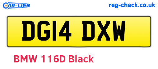 DG14DXW are the vehicle registration plates.