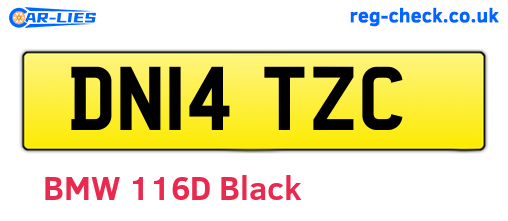 DN14TZC are the vehicle registration plates.