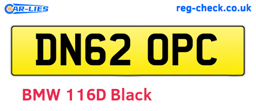 DN62OPC are the vehicle registration plates.