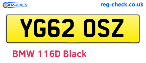 YG62OSZ are the vehicle registration plates.
