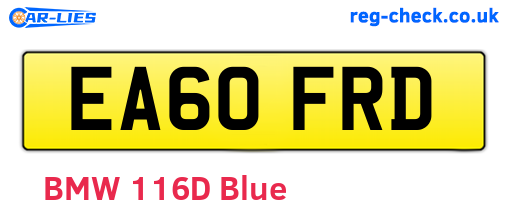 EA60FRD are the vehicle registration plates.