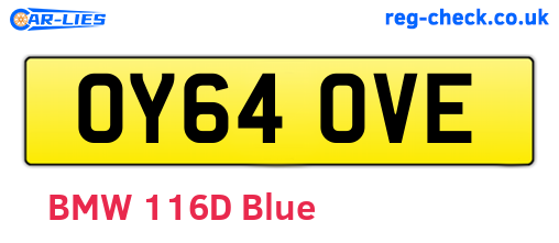 OY64OVE are the vehicle registration plates.