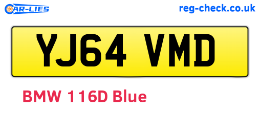 YJ64VMD are the vehicle registration plates.