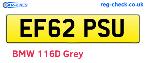 EF62PSU are the vehicle registration plates.