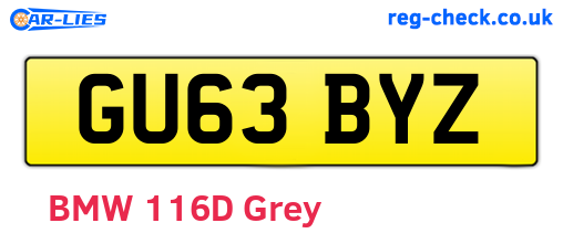 GU63BYZ are the vehicle registration plates.