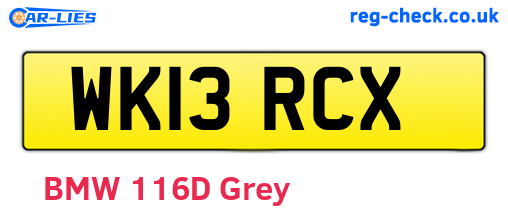 WK13RCX are the vehicle registration plates.