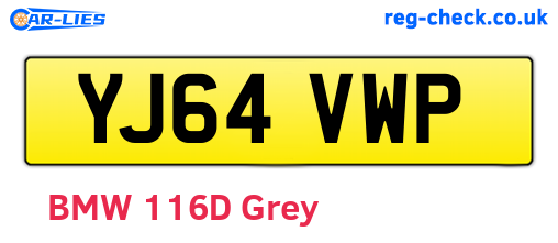 YJ64VWP are the vehicle registration plates.