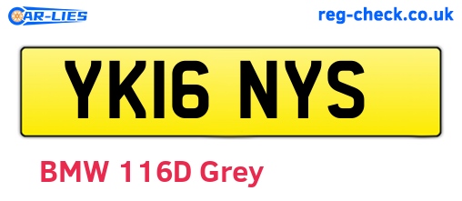 YK16NYS are the vehicle registration plates.