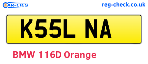 K55LNA are the vehicle registration plates.