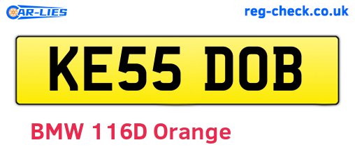 KE55DOB are the vehicle registration plates.