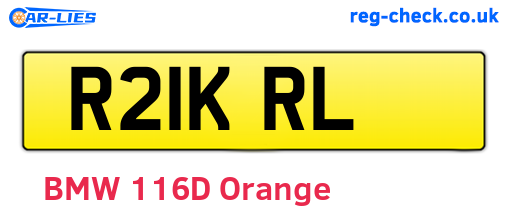 R21KRL are the vehicle registration plates.