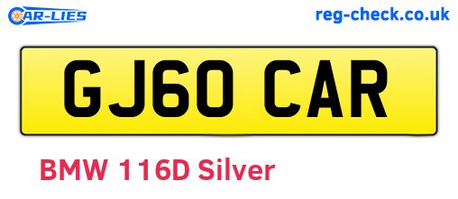 GJ60CAR are the vehicle registration plates.