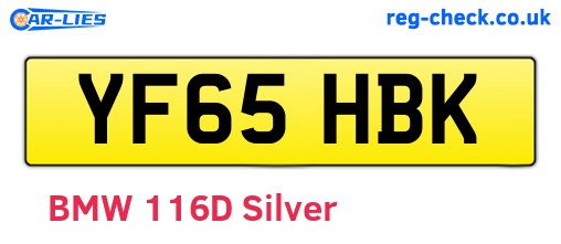YF65HBK are the vehicle registration plates.