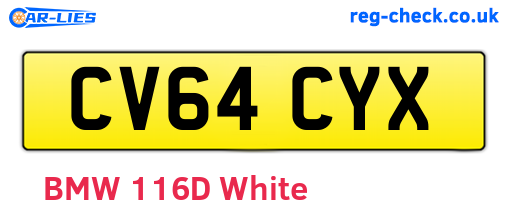 CV64CYX are the vehicle registration plates.