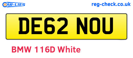 DE62NOU are the vehicle registration plates.