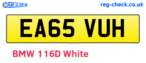 EA65VUH are the vehicle registration plates.