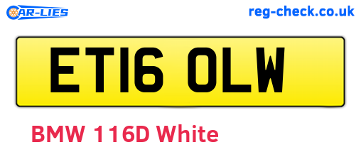 ET16OLW are the vehicle registration plates.