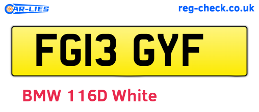 FG13GYF are the vehicle registration plates.