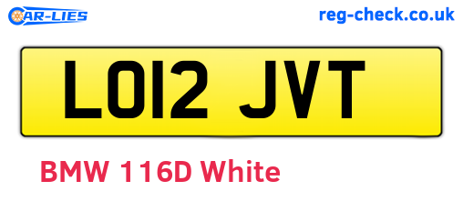 LO12JVT are the vehicle registration plates.