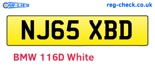 NJ65XBD are the vehicle registration plates.