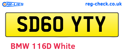 SD60YTY are the vehicle registration plates.