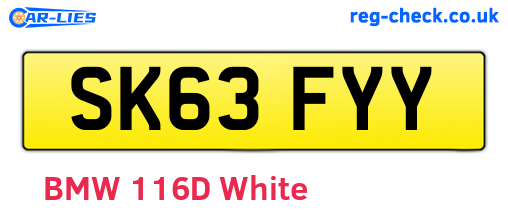 SK63FYY are the vehicle registration plates.