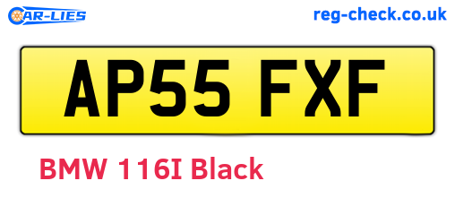 AP55FXF are the vehicle registration plates.