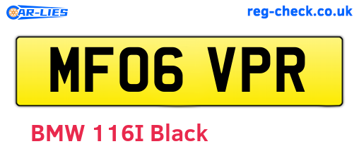 MF06VPR are the vehicle registration plates.