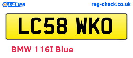 LC58WKO are the vehicle registration plates.