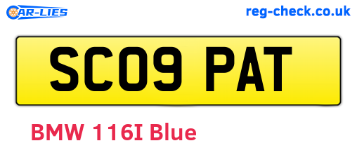 SC09PAT are the vehicle registration plates.