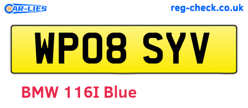 WP08SYV are the vehicle registration plates.