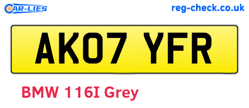 AK07YFR are the vehicle registration plates.