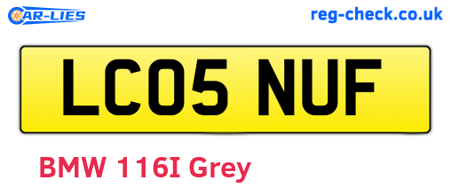 LC05NUF are the vehicle registration plates.