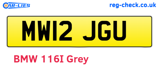 MW12JGU are the vehicle registration plates.