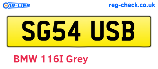 SG54USB are the vehicle registration plates.