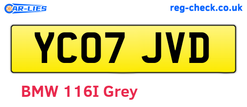 YC07JVD are the vehicle registration plates.
