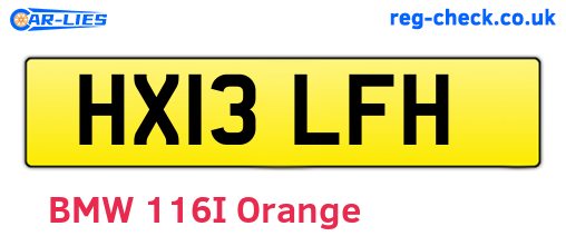 HX13LFH are the vehicle registration plates.