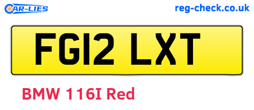 FG12LXT are the vehicle registration plates.