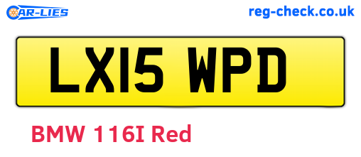 LX15WPD are the vehicle registration plates.