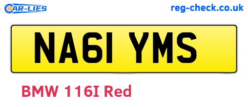 NA61YMS are the vehicle registration plates.