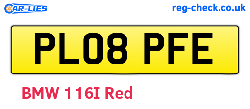 PL08PFE are the vehicle registration plates.