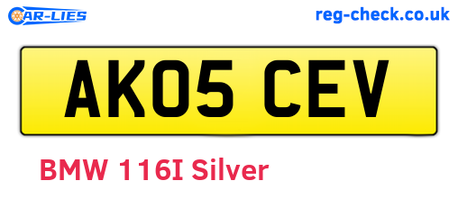 AK05CEV are the vehicle registration plates.