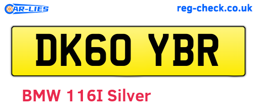 DK60YBR are the vehicle registration plates.
