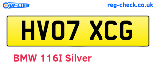 HV07XCG are the vehicle registration plates.