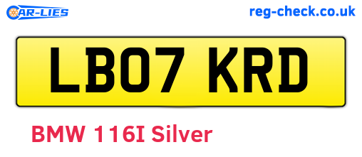 LB07KRD are the vehicle registration plates.