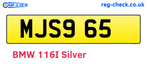 MJS965 are the vehicle registration plates.