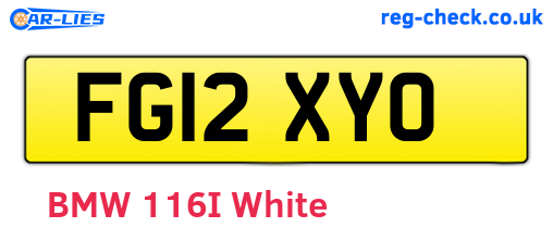 FG12XYO are the vehicle registration plates.