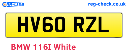 HV60RZL are the vehicle registration plates.