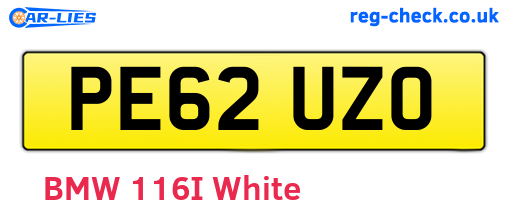 PE62UZO are the vehicle registration plates.